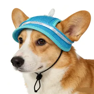 Summer Pet Hat Breathable Sunshade Cat Hat Bow Princess Ear-Exposed Dog Hat