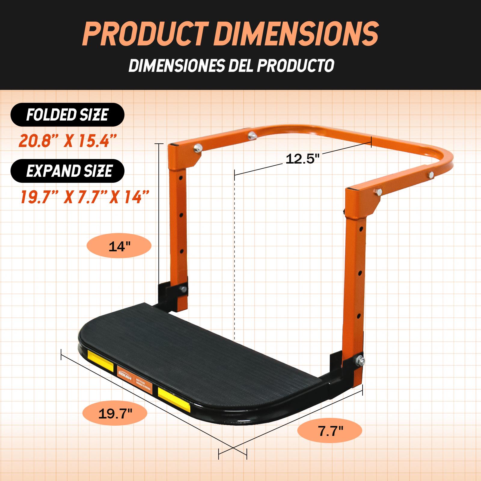 Sekam Adjustable Tire Step for Pickup Trucks & SUVs Heavy-Duty Folding Climber Step Fits 12.5"–15" Tires 350 lbs Capacity Must-Have Truck Accessory