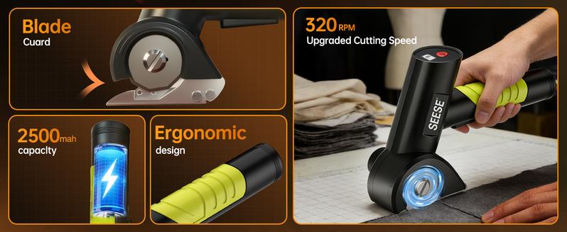 SEESE Cordless Electric Scissors, Rechargeable Cutter for Thin Cardboard, Carpet & Leather  Holiday gifts