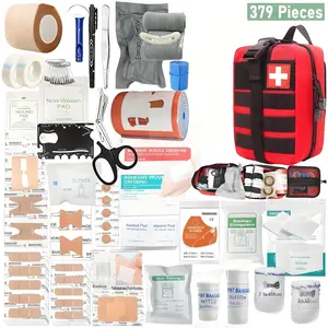 379PCS Outdoor First Aid Kit – Portable Emergency Bag for Hiking, Camping & Hunting | Multi-Purpose Survival Medical Supplies Healthcare Travel Safety Kit Wound Closure Kit Travel Friendly Kit