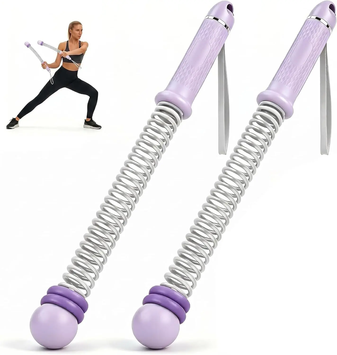 Unisex Cordless Ropeless Battle Ropes for Home Gym, Adjustable Weight Portable Functional Fitness Equipment with Storage Bag, for Strength Training & Aerobics, Purple