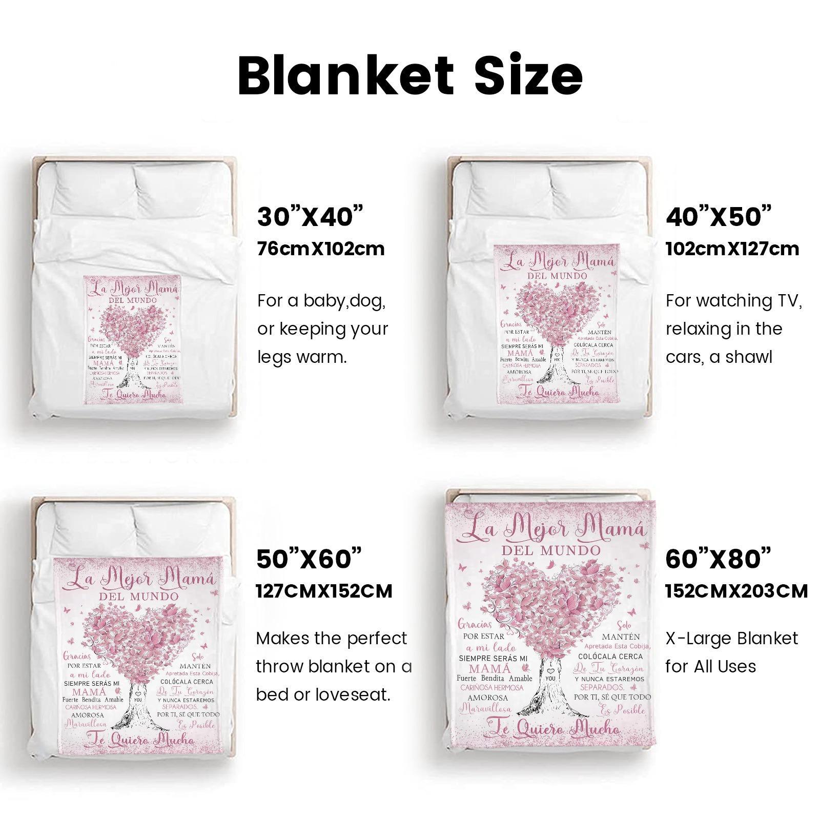 La Mejor Mamá Del Mundo Flannel Blanket Soft Cozy Spanish Language Gift Throw with Heartfelt Love Messages Pink Butterfly Tree Design Perfect for Gifting to Your Mom
