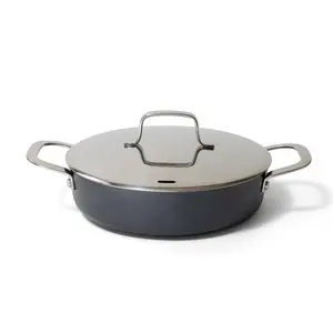 Alva Maestro Stainless Steel Ceramic Nonstick Saute Frying Pan Skillet with Lid - Lightweight, Non-Toxic, Induction, Oven & Dishwasher Safe, 9.5in, 112oz Sturdy Cookware with Nonstick Sheet Pan, Holes, Set
