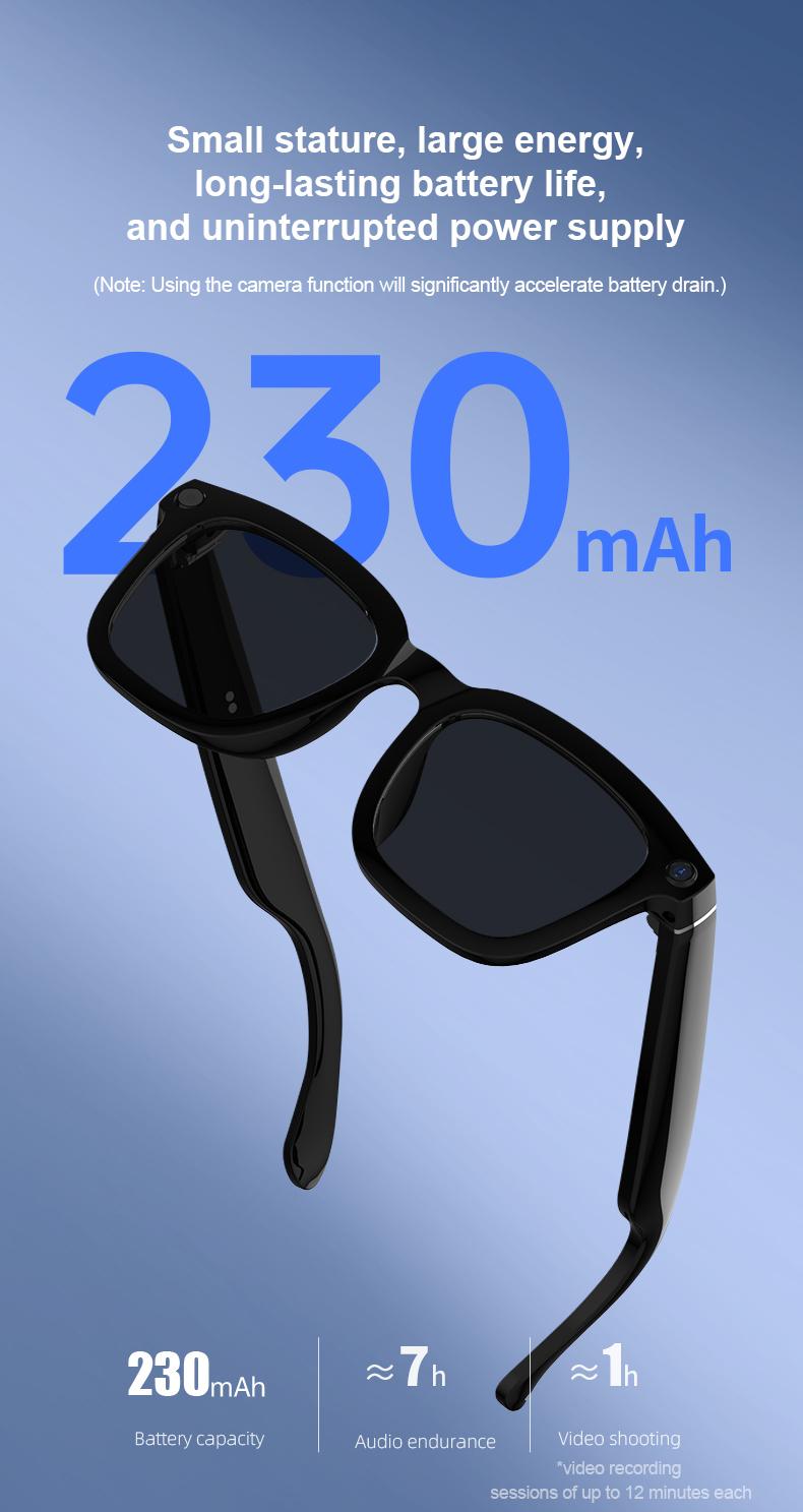 Smart Bluetooth Glasses with Camera, 1080p Video Recording Wearable Glasses, Multifunctional Wireless Audio Glasses with Headphone, Outdoor Sports Camera Sunglasses with Intelligent Voice Assistant, Anti-blue Light Protection Eyeglass