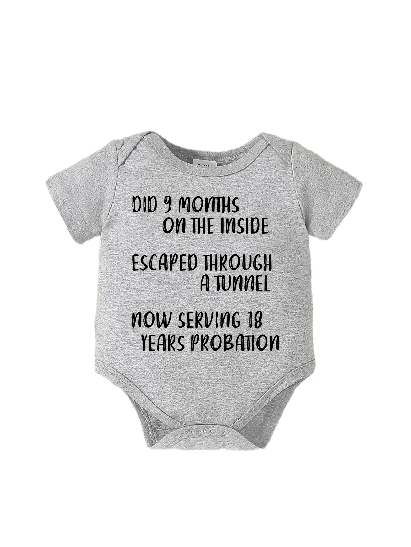 Newborn Baby Bodysuit with '9 Months Inside' Funny Prison Humor Graphic, Soft Cotton Short Sleeve Romper, Baby Stuff, Newborn Baby Stuff, Onesie Shape Unisex Bodysuits & One-Pieces