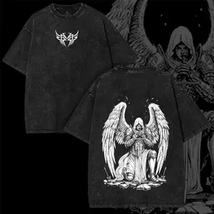 valentine shirts Gothic Archangel Oversized Tee: Washed Heavy Cotton Faithcore Streetwear