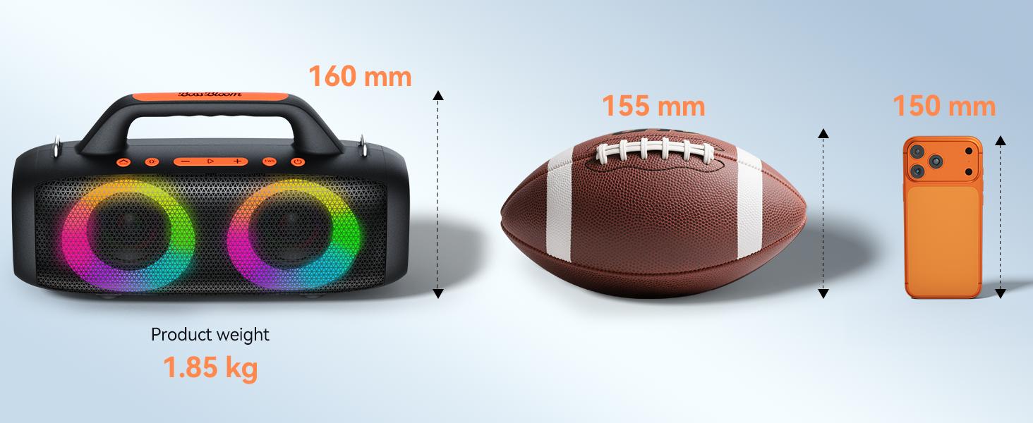 TAGRY Roar 1 Portable Audio Bluetooth Speaker,60W Powerful Sound with Deep Bass,IPX6 Waterproof,24H Playtime,Bluetooth 5.4 for Smartphone,RGB Party Lights,Wireless Stereo Pairing,Travel Outdoor for Camping and Beach, for  Birthday, Friend