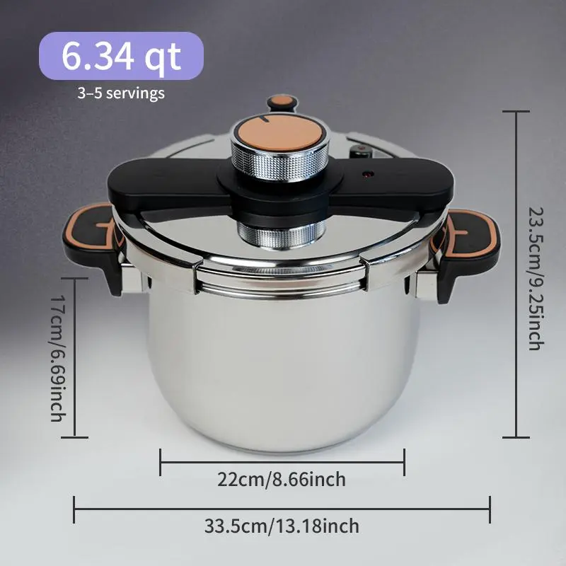 Upgraded 8L Stainless Steel Pressure Cooker - Kitchen Cookware with 1-Touch Open, Quick Twist Lock, 1-Hand Control for Family Cooking (Pressurecooker),home essentials