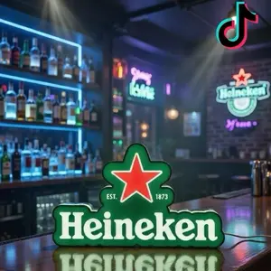 Heineken Beer Light Up LED Sign - Green White USB Power 10" Bold Statement for Home Decor Parties Gaming Rooms Business Displays