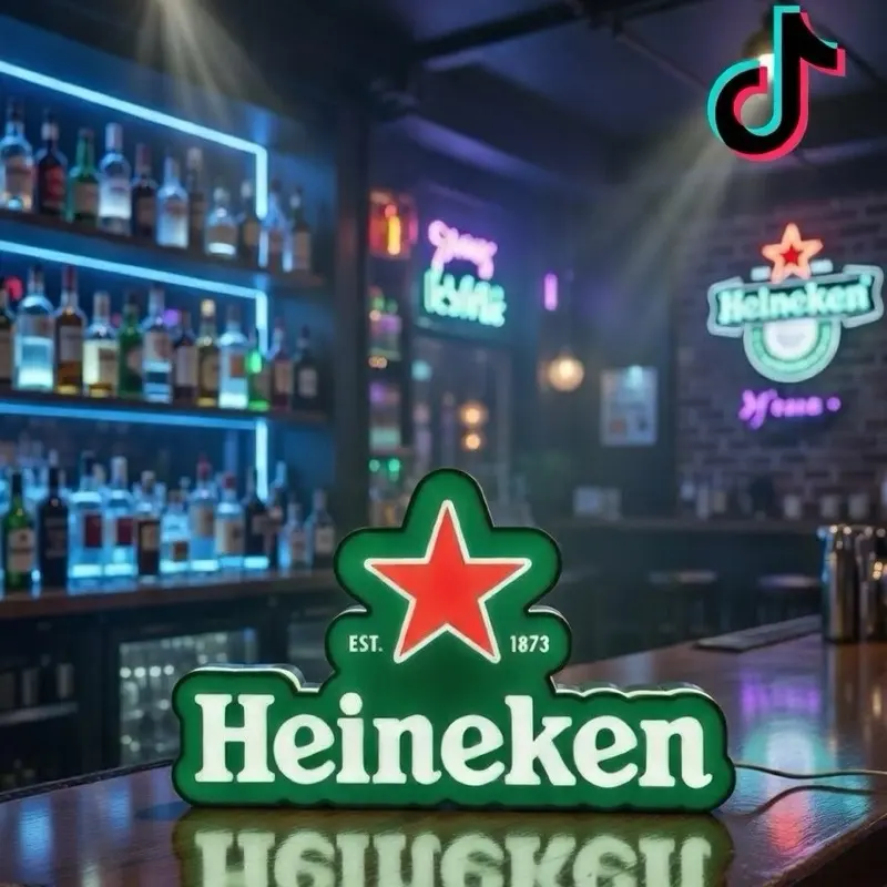 Heineken Beer Light Up LED Sign - Green White USB Power 10" Bold Statement for Home Decor Parties Gaming Rooms Business Displays