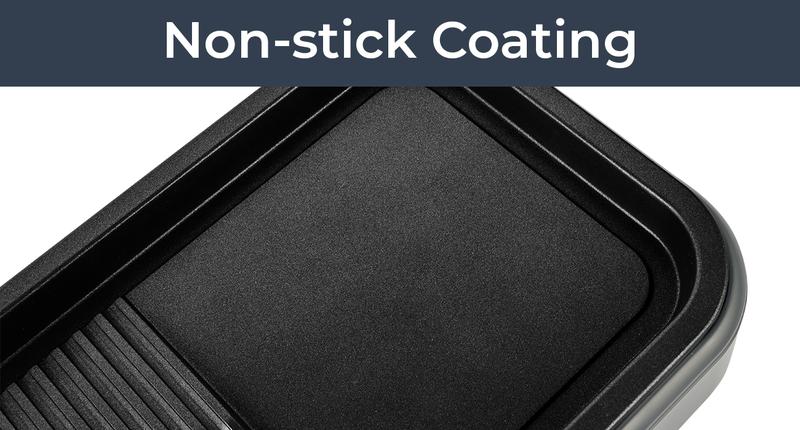 Pukomc 2-in-1 Reversible Non-Stick Grill Plate & Griddle Electric Indoor Grill with Adjustable Temp Detachable Design Dishwasher Safe Oil Drip Tray Stainless Steel Grilling 1500W Power Household Appliances