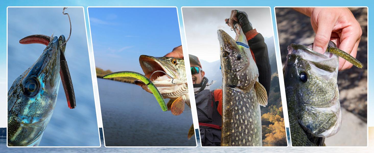 133PCS Wacky Worm Lure Set - Soft Plastic Baits, Grub Lures, Wacky Rig Hooks, O-Rings, Weed Guard Hooks, Freshwater Fishing Tackle Box, Suitable for Bass and Trout, Includes Wacky Rig, Carolina Rig, Texas Rig, Soft Stick Baits, and Fishing Tools