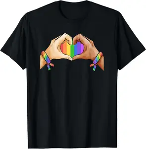 Gay Pride Clothing LGBT Rainbow Flag T Shirt Tee Heart Unity T-Shirt Pure Cotton Graphic Tees Menswear Top: Gifts for Men & Women