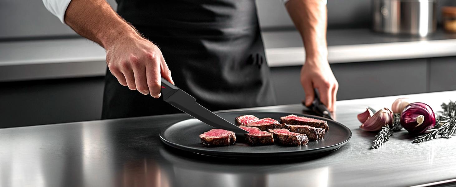 ASETY 15PCS Cyberpunk Knife Set from Future Kitchen Knife Set with Built-in Knife Sharpener Block, Stainless Steel Knife Block Set, Dishwasher Safe Mordern Knife Set, Elegant Box for gift