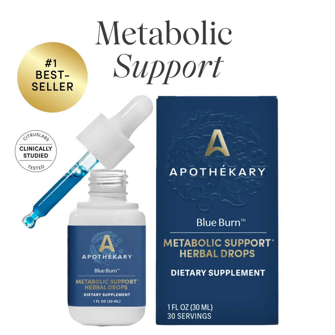 Apothékary Blue Burn - Metabolic Support Liquid Herbal Drops* | Antioxidant Rich, Alcohol-Free, Clinically-Tested, Certified Gluten-Free, PETA Certified Vegan & Cruelty-Free, Third Party Tested, Plant-Based, Made in the USA Vegetarian Supplement Dietary