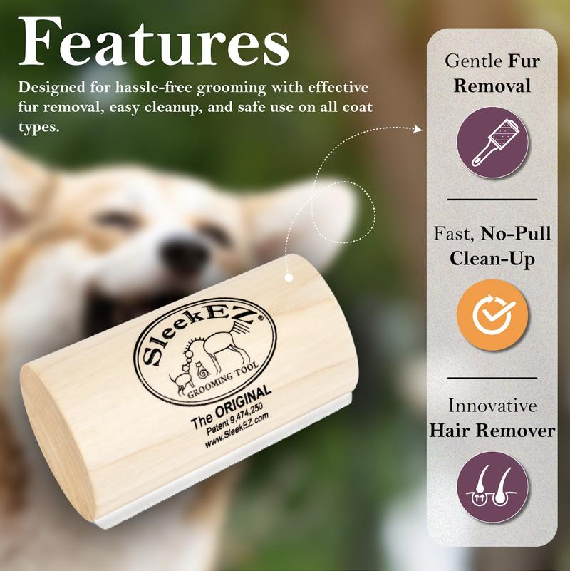 SleekEZ Dog Brush for Shedding & Grooming, Deshedding Tool for Short & Long Haired Dogs, Dog Comb, 5 Inches Long, 4oz Weight