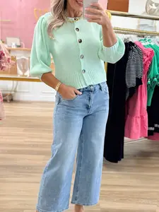 Mint Puff Sleeve Sweater