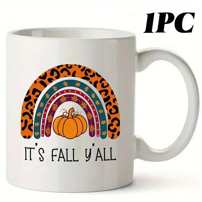 Fall Harvest Design Large Tea Cup For Thanksgiving, Autumn Festival Gift. Ideal Gift for Family, Friends, and Classmates