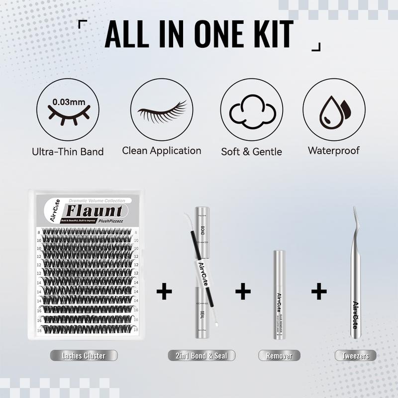 AiryCute Clusters Upgrade 2.0 Lashes with Ultra-Dense, Waterproof, Long-Lasting Lashes | Venus, Fairy, Flora | Natural Daily, Volume Style, Manga Style | Beginner-Friendly DIY Lashes for a Flawless | Trendy & Must-Have Clusters