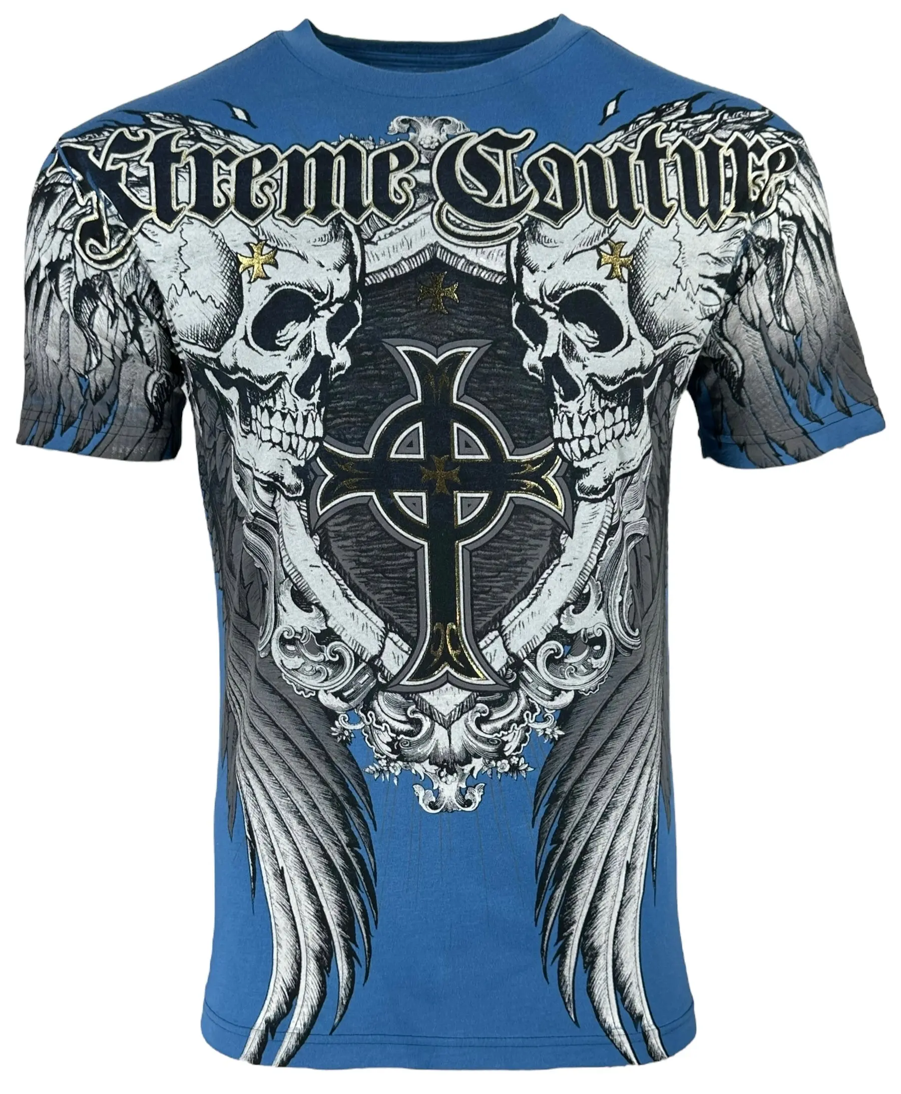 Xtreme Couture Men's Pulverize Graphic Print T-Shirt, Short-Sleeve 100% Cotton Crewneck, Biker MMA Menswear