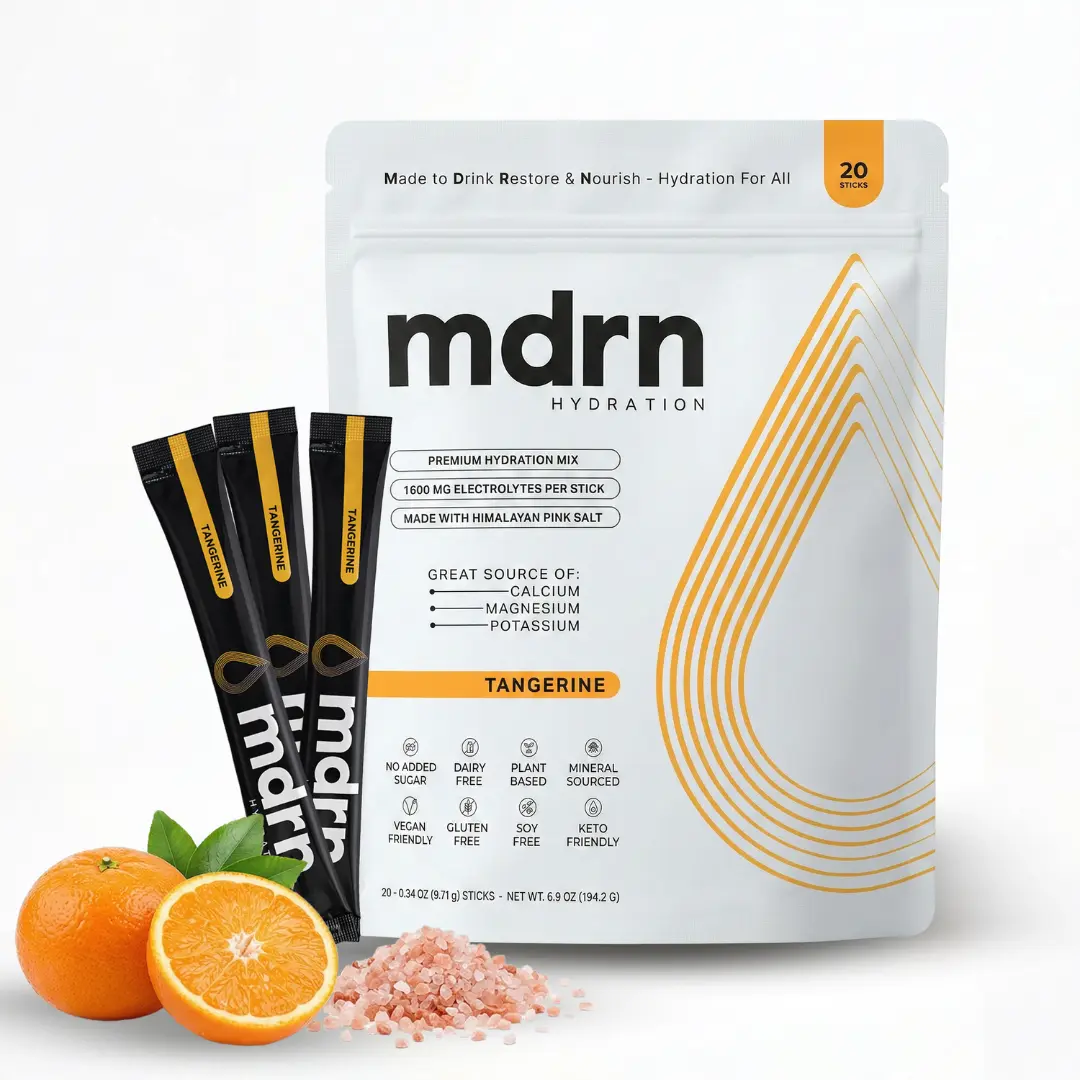 Premium Electrolyte Mix | 0g Sugar | Tangerine | Hydration Powder w/ Pink Himalayan Salt | Daily Hydration & Workout Recovery | B-Vitamins & Antioxidants (20 Sticks)