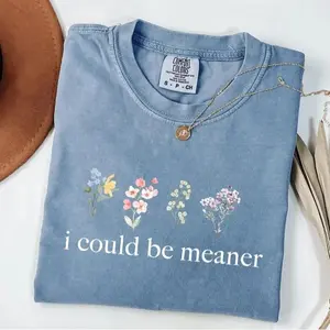 Comfort Colors I Could Be Meaner T-Shirt, funny sarcastic tee for moms and friends, cute humor shirt or cozy sweatshirt idea, perfect playful gift for anyone with sass.