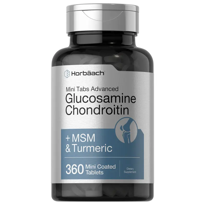 Horbäach Glucosamine Chondroitin MSM Turmeric | 360 Mini Coated Tablets | Advanced Glucosamine Formula | Non-GMO and Gluten Free Supplement