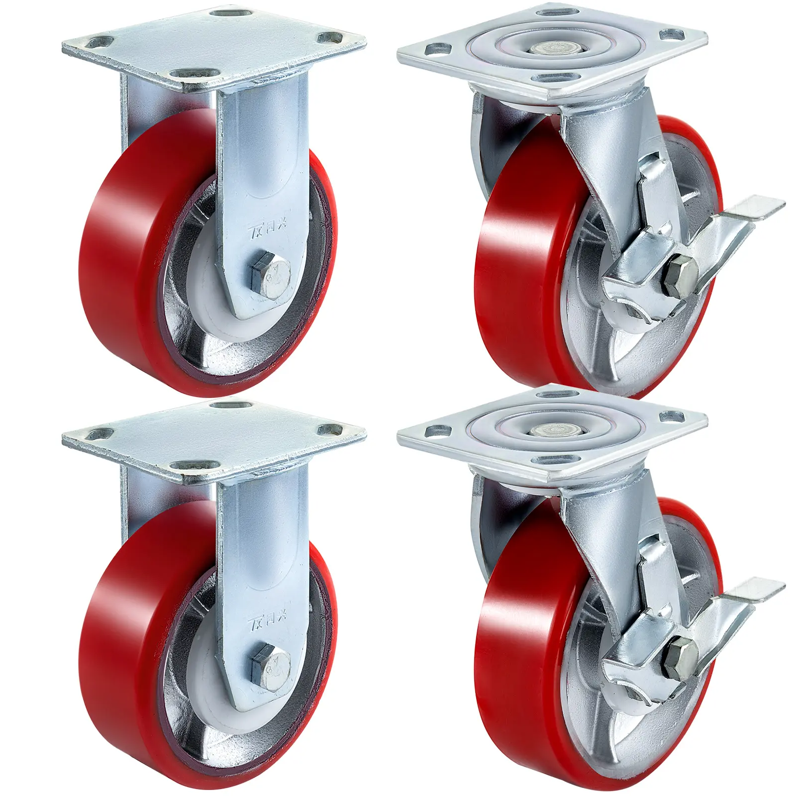 【Summerfinds】VEVOR 4 Pack Heavy Duty Furniture Moving Wheels6"x2" Polyurethane on Steel Wheels - 2 Lockable Swivel Casters2 Rigid CastersFurniture Moving Wheel, Lockable Wheels Casters
