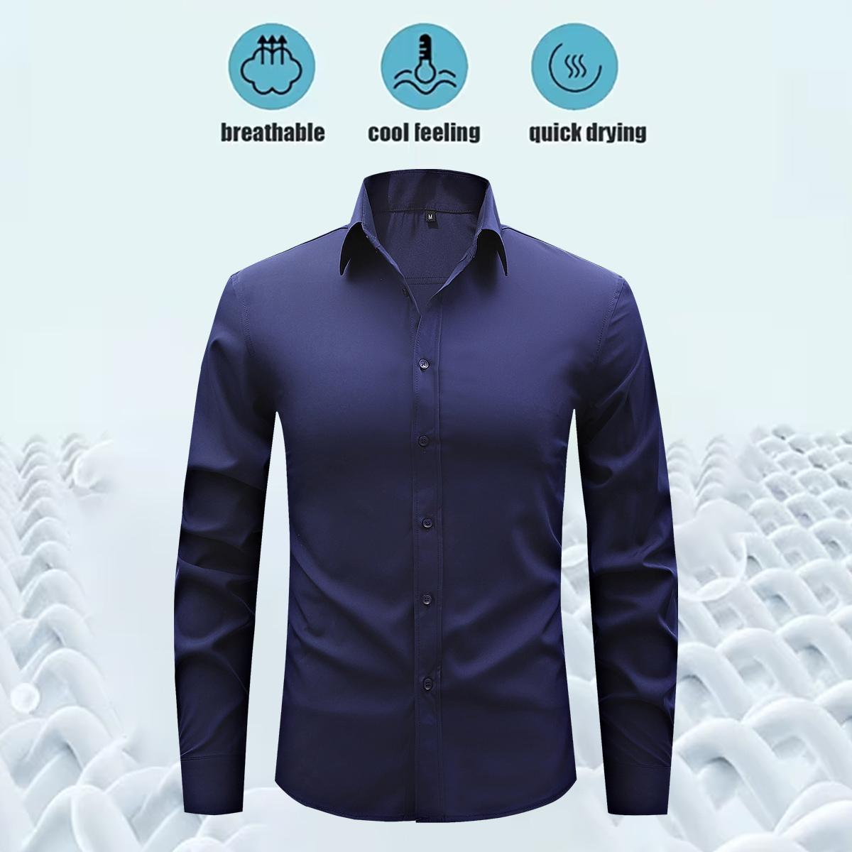 Men's Shirt Long Sleeve Wrinkle-Free Four-Sided Stretch Business High-End Shirt