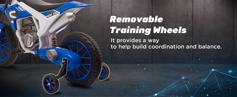 Aosom 12V Kids Motorcycle, Electric Motor Bike, Battery-Powered Ride-On Toy with Charging Battery, Training Wheels