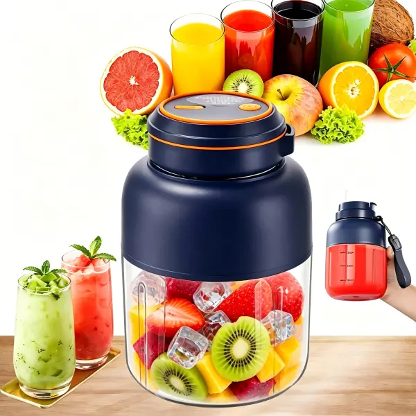 Portable Wireless Stainless Steel Blender - 44oz Large Capacity, 38 Blades, Dual Leakproof Lids, BPA-Free Automatic Smoothie Mixer with Carry Strap, Holiday Gifting Option for Outdoor Use & Family Gatherings, Portable Blender, Dual Lids