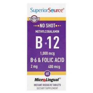 Superior Source Methylcobalamin B-12, B-6 & Folic Acid, 60 MicroLingual® Instant Dissolve Tablets