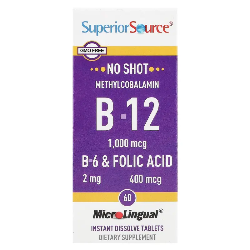 Superior Source Methylcobalamin B-12, B-6 & Folic Acid, 60 MicroLingual® Instant Dissolve Tablets