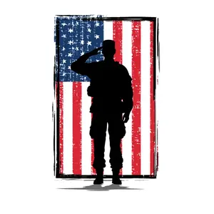 American Flag Veteran Military Car Decal - Patriotic US Army Soldier Silhouette Sticker for Truck Window Bumper - Waterproof Vinyl Exterior Auto Accessory Gift