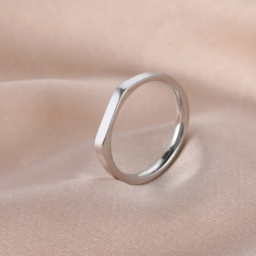 Skyrim Minimalist Signet Rings Women Men Stainless Steel Wide Rectangle Geometric Rings Fashion Wedding Jewelry Gift