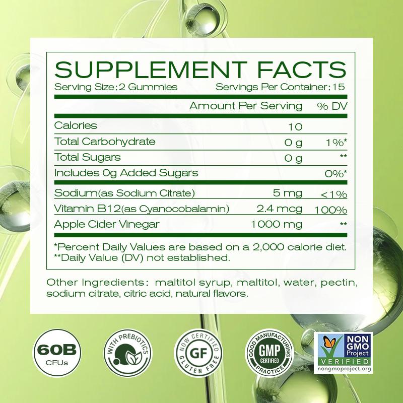 Apple Cider Vinegar Gummies Recipe Supports Normal Energy Levels and Gut Health Edible Dietary