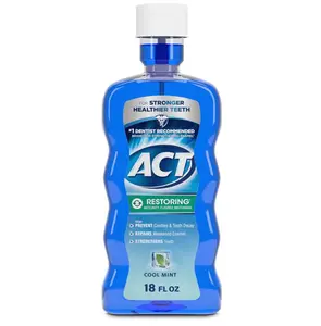 ACT Restoring Fluoride Mouthwash 18 fl. oz. Strengthens Tooth Enamel, Cool Mint