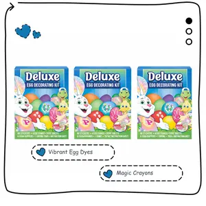 Deluxe Easter Egg Decorating & Dying Kit 3 Pack with Magic Crayon & Stickers Fun DIY Craft Set for Boys Girls Vibrant Egg Dyes