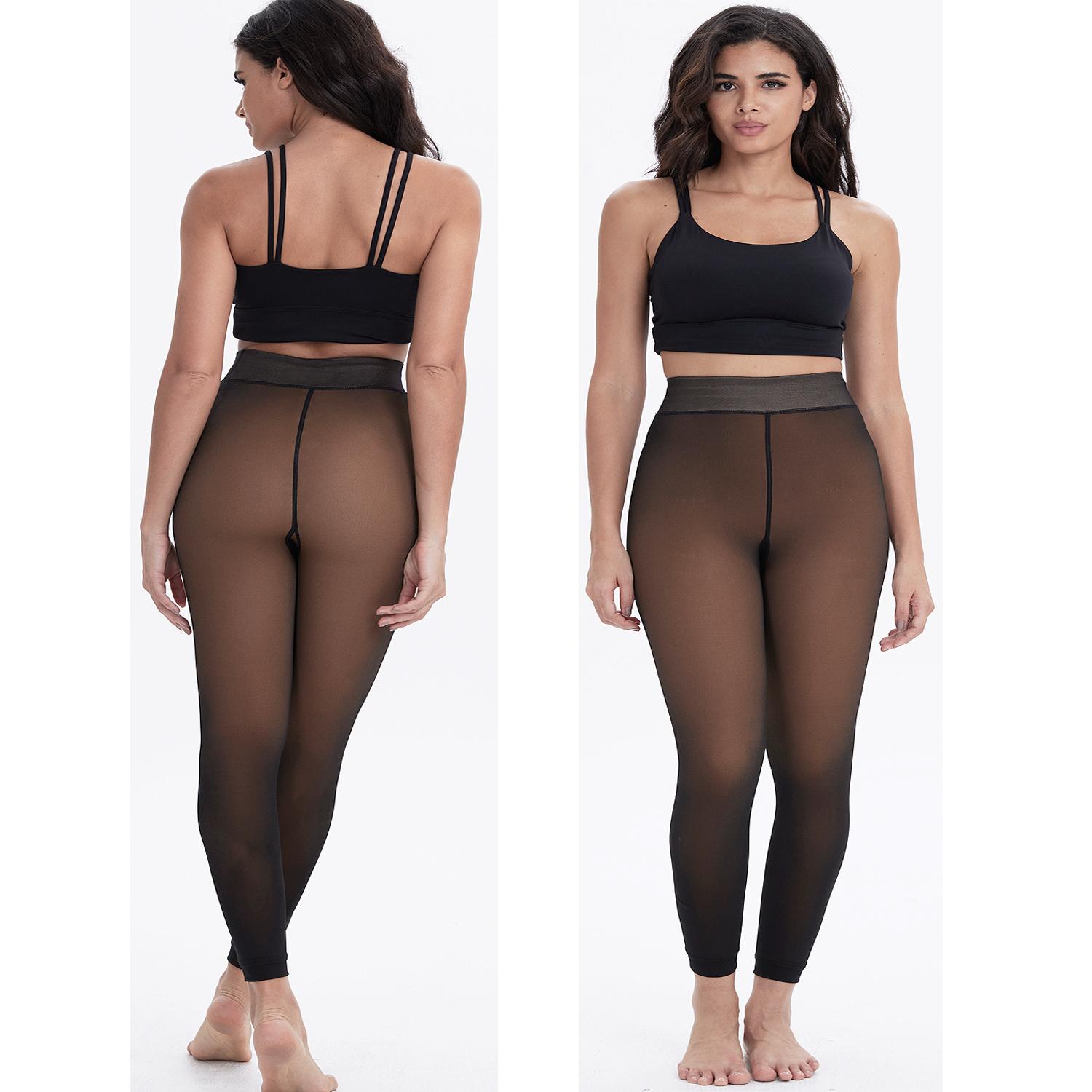  Women's Fleece Lined Tights Fake Translucent Warm Thermal Pantyhose Fake Sheer Thick Leggings Ladies Under Dress for Winter with Plush Inner Layer,High quality  Faux fur Tights,Soft and Breathable,Hight Stretch,Everyday,Minimalist,Slim.