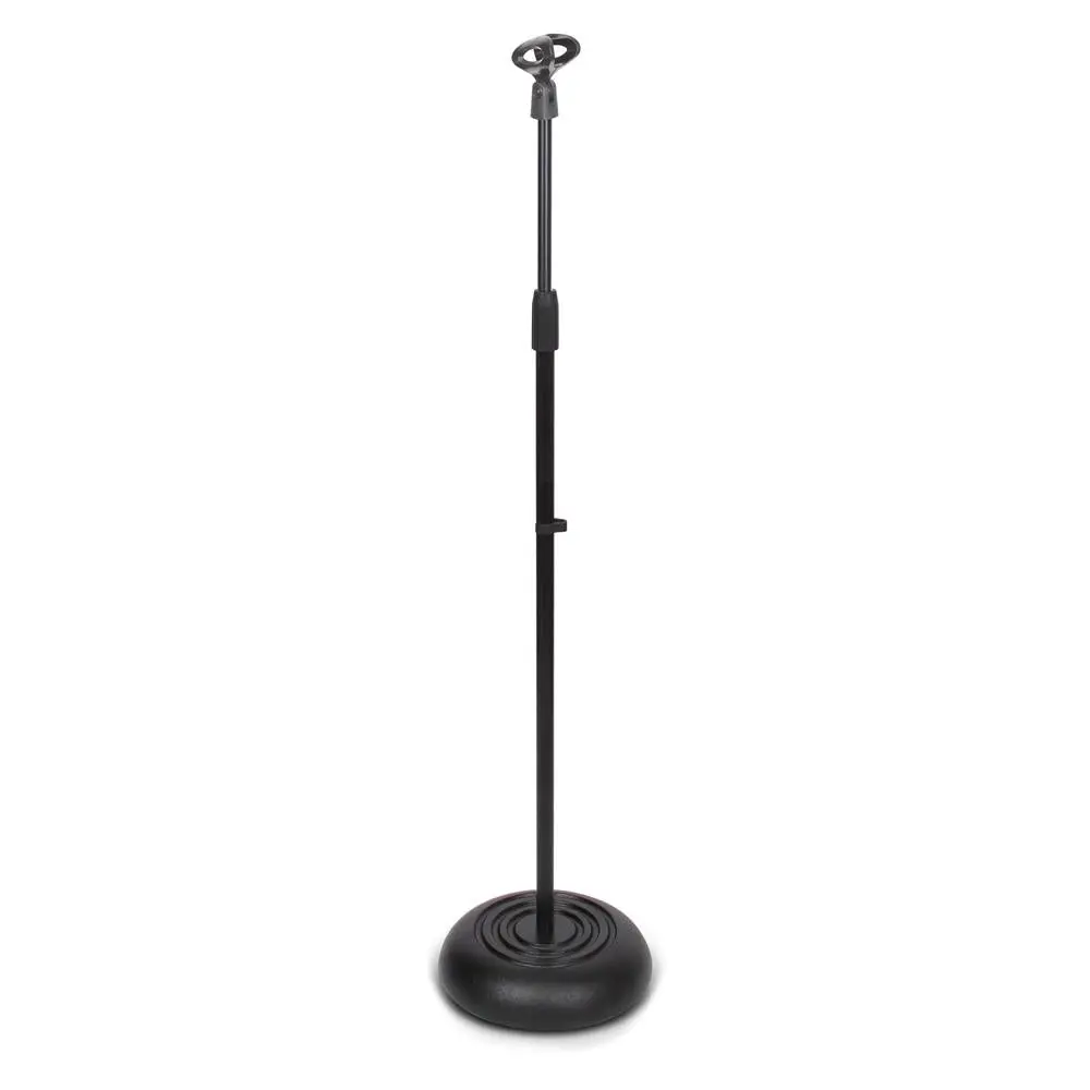 Adjustable Mic Stand - Universal Microphone Floor Stand with Sturdy Metal Base & Mic Clip Included - Lightweight and Portable Design for Home, Studio, Karaoke, DJ & Live Performance Use