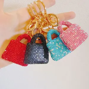 2PCS/3PCS/4PCS Creative Clay Rhinestone Inlaid 3D Handbag Keychain Exquisite Car Key Bag Pendant for Stylish Accessories