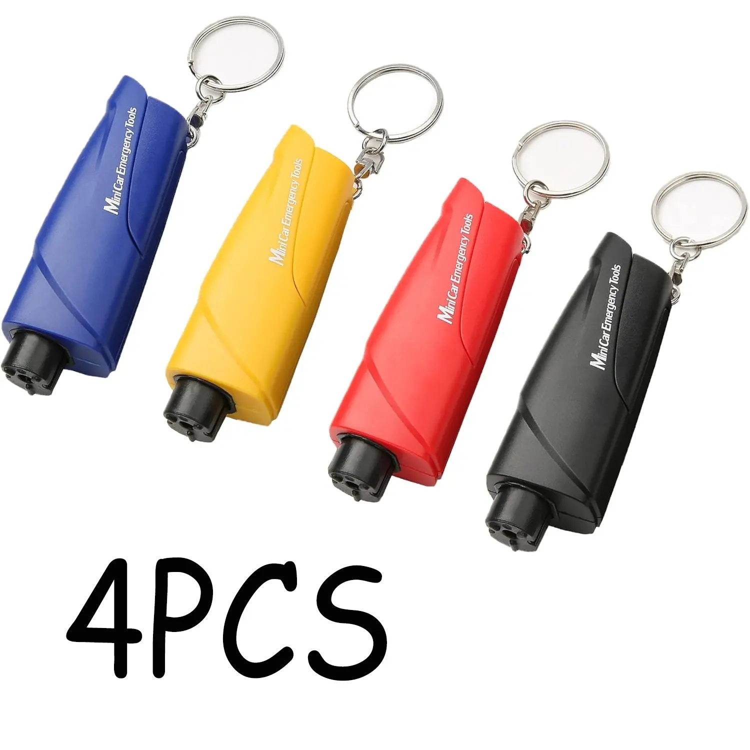 4Pcs/Set 3-in-1 Glass Breaker and Seat Belt Cutter,Car Window Breaker Keychain Seatbelt Cutter,Car Emergency Escape Tool with User Manual for Land and Underwater,Hand Tools Kits