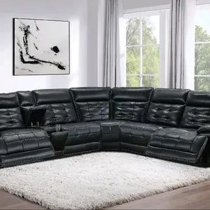 Brand new Hewitt Leather Dual Power Reclining Sectional Sofa Black
