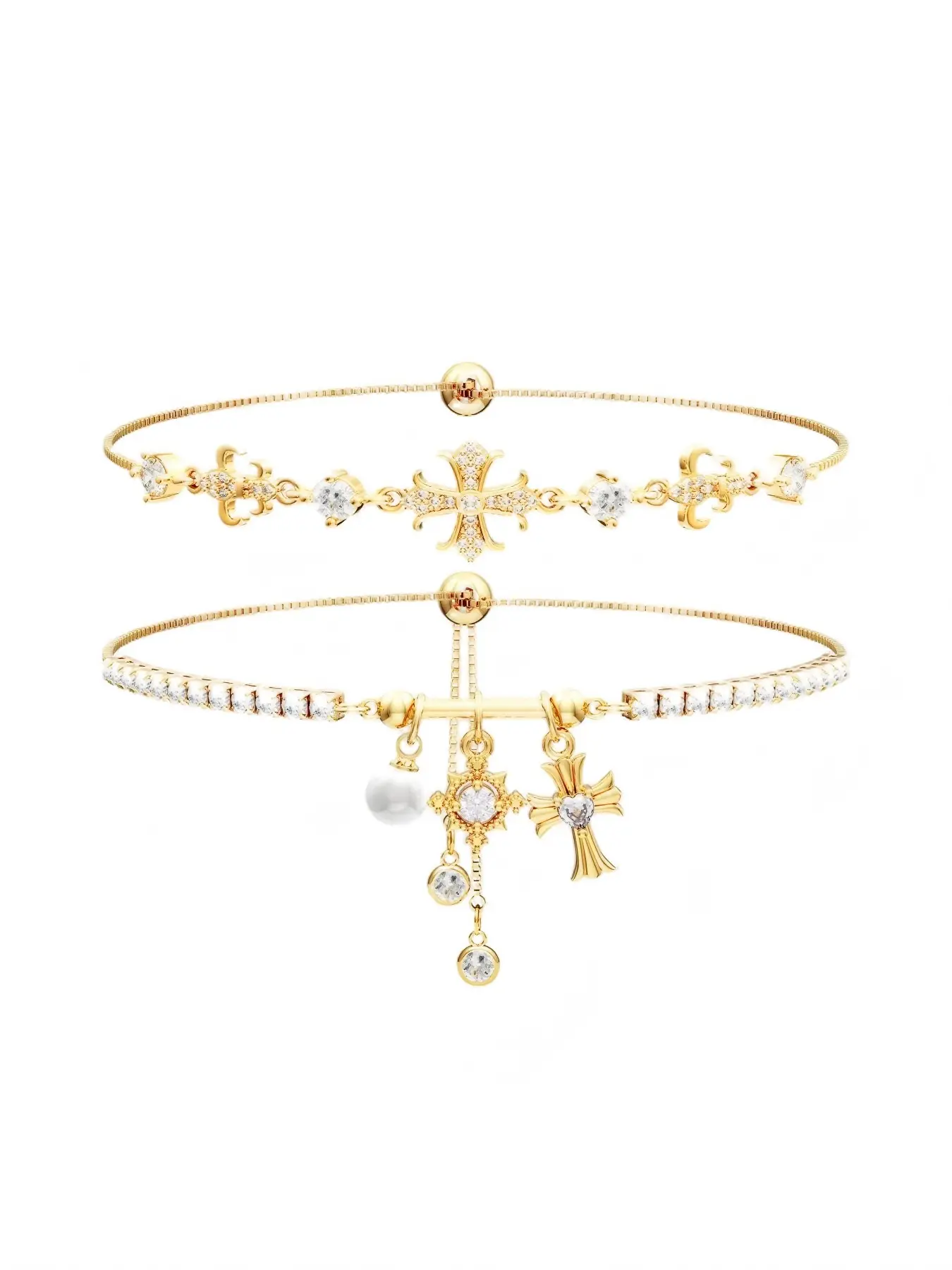Double Layered Bracelets for Women Snowflake Cross Adjustable Minimalist Bangle Sparkle Set Meaningful Christian Symbol Hypoallergenic Gift for Valentine's Day gift  Valentine Wedding Birthday