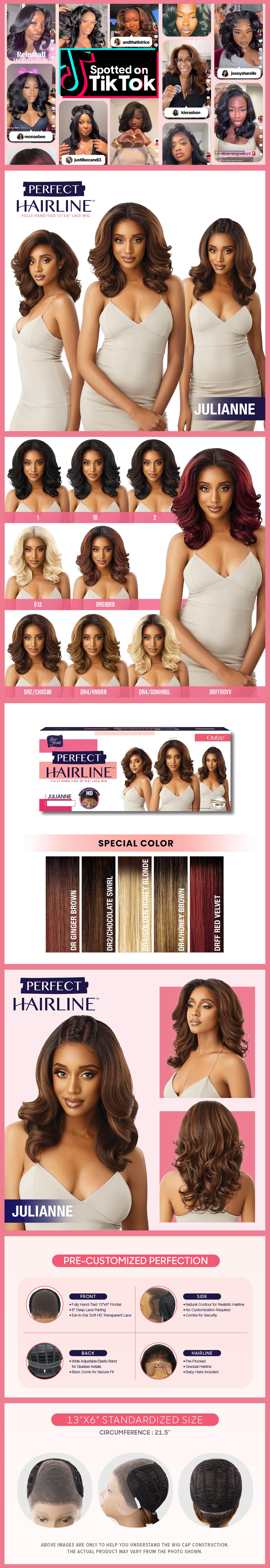 Outre Glueless Lace Front Wig Perfect Hairline Fully Hand-Tied 13X6 Lace Frontal Wig Julianne