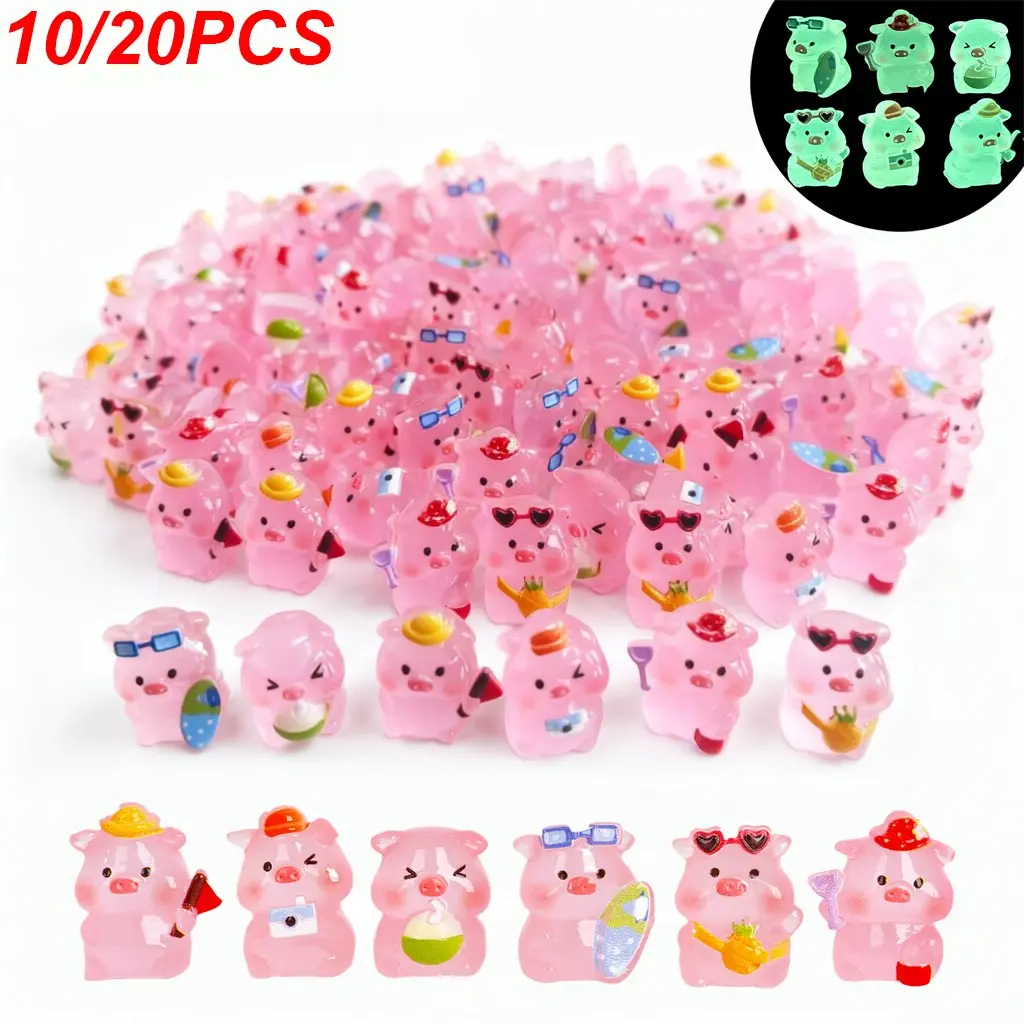 Mini Resin Pig Garden Statues, Charming Desktop Figurines, Plastic Animal and Hidden Miniature Ornaments, Garden Micro-Landscape Decorations, Resin Sculptures, Garden Accessories