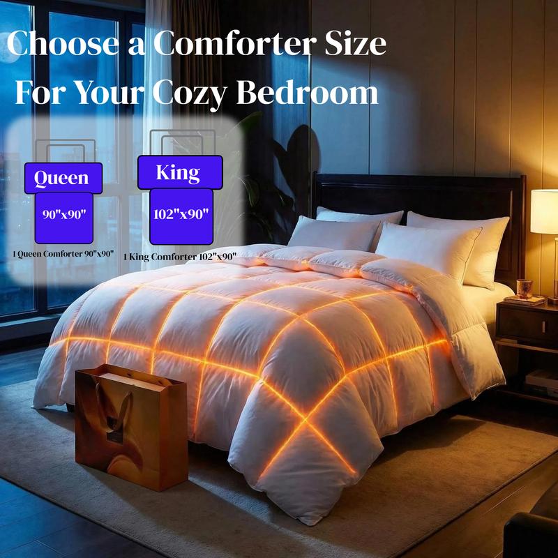 Cosybay Goose Feather Down Fiber Cotton Comforter Queen Size - 1700gsm Feather Duvet Insert - Hotel Luxury Hypoallergenic Bedding Comforter All Season Medium Warmth King Blue Premium Fluffy Breathable Bedding Duvet For Winter,Valentine'S Day Gifts For Her