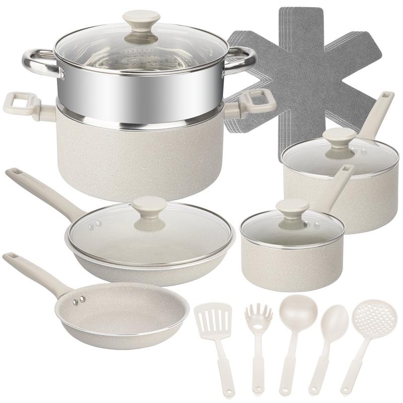 20 Pc Granitestone Desert Collection Ceramic or Nonstick Cookware Set