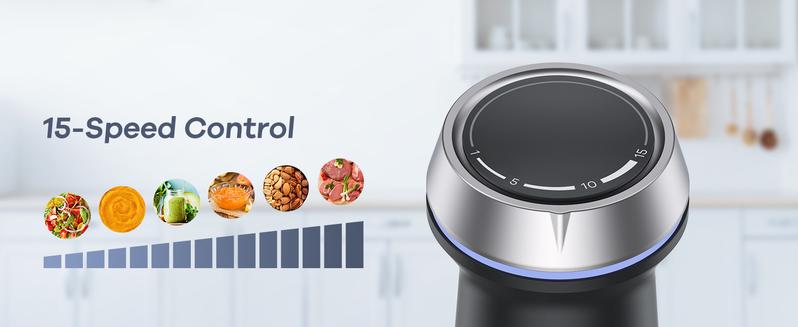 Ganiza 7 in 1 Electric Immersion Blender Handheld, Max 1000W, 15 Speed and Turbo Mode, Stainless Steel, With 1500ml Food Processor and Other 6 Pieces Ganiza 7 in 1 Electric Immersion Blender Handheld, Max 1000W, 15 Speed and Turbo Mode, Stainless Steel, With 1500ml Food Processor and Other 6 Pieces