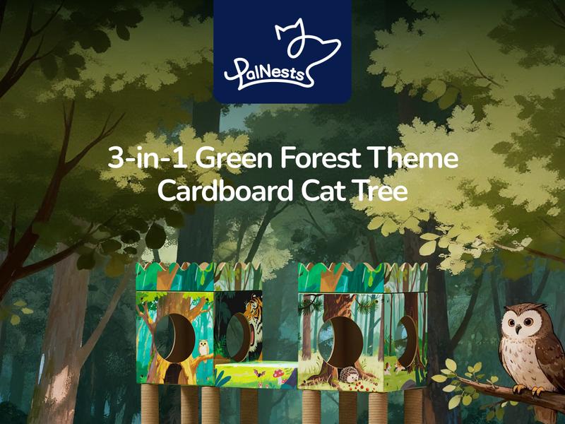 PalNests Cardboard Cat Tree 3-in-1 Multi-Level Tower with Scratching Posts & Tunnel for Kittens & Medium Cats DIY Recyclable PalNests Cardboard Cat Tree 3-in-1 Multi-Level Tower with Scratching Posts & Tunnel for Kittens & Medium Cats DIY Recyclable